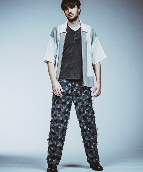 NO ID.(ノーアイディ)の「【NO ID.】Changing Knit Sheer Big Shirt Blouson / チェンジング ニット シアー ビッグ シャツ ブルゾン(シャツ/ブラウス・メンズ・グレー/ブラック/ブラウン・ONE SIZE)」の11枚目の写真