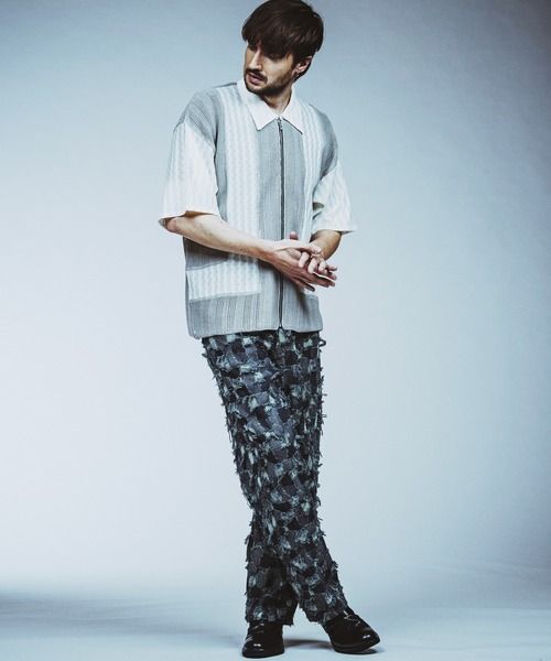 NO ID.(ノーアイディ)の「【NO ID.】Changing Knit Sheer Big Shirt Blouson / チェンジング ニット シアー ビッグ シャツ ブルゾン(シャツ/ブラウス・メンズ・グレー/ブラック/ブラウン・ONE SIZE)」の12枚目の写真