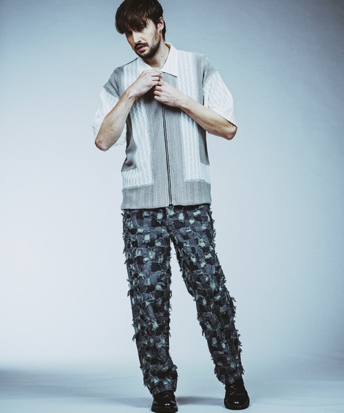 NO ID.(ノーアイディ)の「【NO ID.】Changing Knit Sheer Big Shirt Blouson / チェンジング ニット シアー ビッグ シャツ ブルゾン(シャツ/ブラウス・メンズ・グレー/ブラック/ブラウン・ONE SIZE)」の13枚目の写真