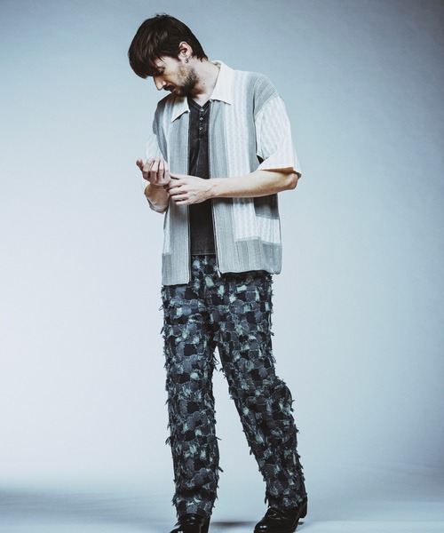 NO ID.(ノーアイディ)の「【NO ID.】Changing Knit Sheer Big Shirt Blouson / チェンジング ニット シアー ビッグ シャツ ブルゾン(シャツ/ブラウス・メンズ・グレー/ブラック/ブラウン・ONE SIZE)」の18枚目の写真