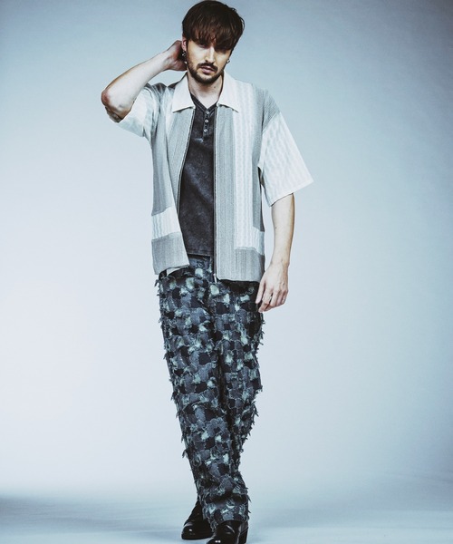 NO ID.(ノーアイディ)の「【NO ID.】Changing Knit Sheer Big Shirt Blouson / チェンジング ニット シアー ビッグ シャツ ブルゾン(シャツ/ブラウス・メンズ・グレー/ブラック/ブラウン・ONE SIZE)」の19枚目の写真