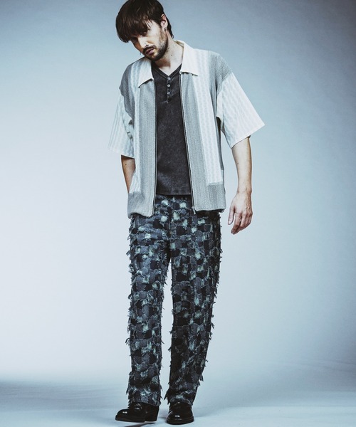 NO ID.(ノーアイディ)の「【NO ID.】Changing Knit Sheer Big Shirt Blouson / チェンジング ニット シアー ビッグ シャツ ブルゾン(シャツ/ブラウス・メンズ・グレー/ブラック/ブラウン・ONE SIZE)」の20枚目の写真