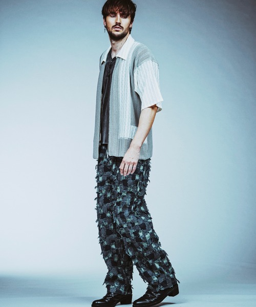 NO ID.(ノーアイディ)の「【NO ID.】Changing Knit Sheer Big Shirt Blouson / チェンジング ニット シアー ビッグ シャツ ブルゾン(シャツ/ブラウス・メンズ・グレー/ブラック/ブラウン・ONE SIZE)」の21枚目の写真