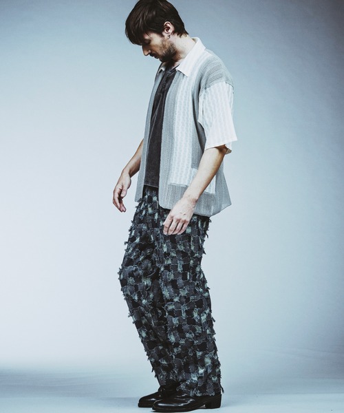 NO ID.(ノーアイディ)の「【NO ID.】Changing Knit Sheer Big Shirt Blouson / チェンジング ニット シアー ビッグ シャツ ブルゾン(シャツ/ブラウス・メンズ・グレー/ブラック/ブラウン・ONE SIZE)」の22枚目の写真