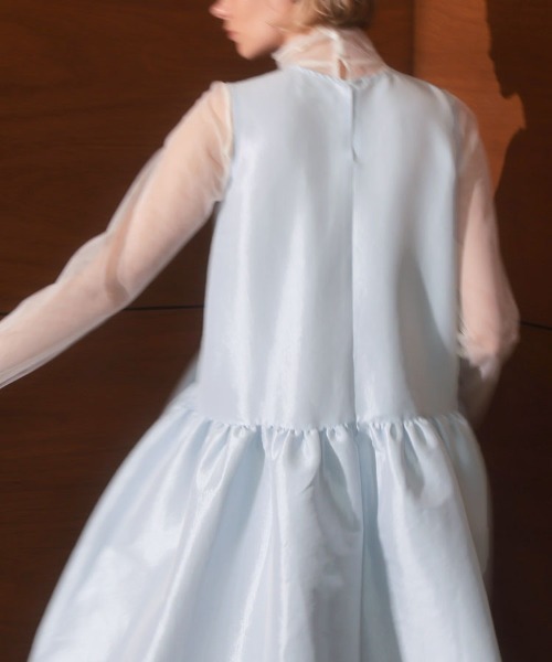 pufe(ピュフェ)の「【シリーズ累計販売数1万枚!】【pufe】シャイニーフレアワンピース ワンピース 低身長 マタニティ ノースリーブ フレア フリル ティアード ボリューム 体型カバー(ワンピース・レディース・ブラック/ライトブルー/ホワイト/ライトピンク/ネイビー・ONE)」の16枚目の写真