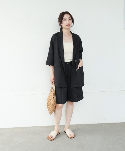 Bab(バブ)の「タックデザインハーフパンツ(その他パンツ・レディース・ホワイト系その他/ブラック・M)」の5枚目の写真