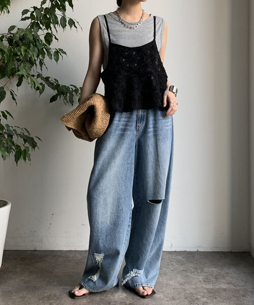 DouDou（ドゥドゥ）の「ラメタンク（Tシャツ/カットソー・レディース・グレー/シルバー/ピンク・FREE）」の13枚目の写真