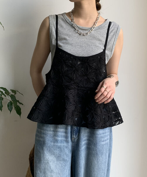 DouDou（ドゥドゥ）の「ラメタンク（Tシャツ/カットソー・レディース・グレー/シルバー/ピンク・FREE）」の8枚目の写真