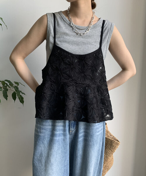 DouDou（ドゥドゥ）の「ラメタンク（Tシャツ/カットソー・レディース・グレー/シルバー/ピンク・FREE）」の7枚目の写真