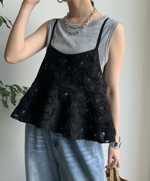 DouDou（ドゥドゥ）の「ラメタンク（Tシャツ/カットソー・レディース・グレー/シルバー/ピンク・FREE）」の6枚目の写真