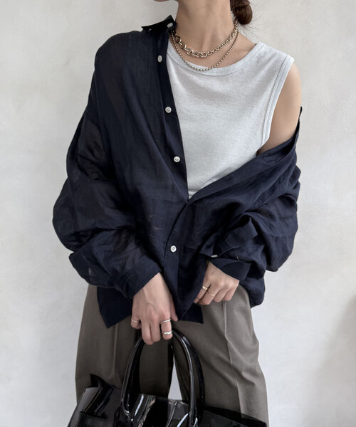 DouDou（ドゥドゥ）の「ラメタンク（Tシャツ/カットソー・レディース・グレー/シルバー/ピンク・FREE）」の5枚目の写真