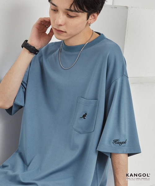KANGOL(カンゴール)の「KANGOL/カンゴール 別注 ロゴ ワンポイント刺繍 ポンチオーバーサイズ半袖Tシャツ(Tシャツ/カットソー・メンズ・レッド系/ブルー系/チャコール/ブラック/ダークネイビー/オフホワイト・M/L)」の5枚目の写真
