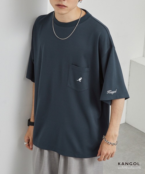 KANGOL(カンゴール)の「KANGOL/カンゴール 別注 ロゴ ワンポイント刺繍 ポンチオーバーサイズ半袖Tシャツ(Tシャツ/カットソー・メンズ・レッド系/ブルー系/チャコール/ブラック/ダークネイビー/オフホワイト・M/L)」の4枚目の写真