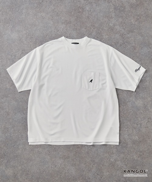 KANGOL Tシャツ ホワイト ロゴ刺繍 KANGOL/カンゴール 別注 ロゴ ワンポイント刺繍 ポンチオーバーサイズ