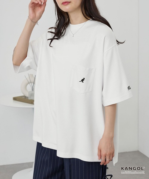 KANGOL(カンゴール)の「KANGOL/カンゴール 別注 ロゴ ワンポイント刺繍 ポンチオーバーサイズ半袖Tシャツ(Tシャツ/カットソー・メンズ・レッド系/ブルー系/チャコール/ブラック/ダークネイビー/オフホワイト・M/L)」の17枚目の写真
