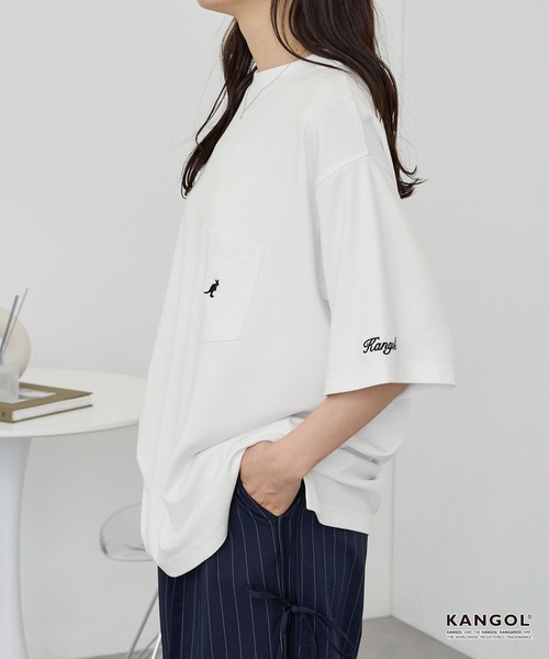 KANGOL(カンゴール)の「KANGOL/カンゴール 別注 ロゴ ワンポイント刺繍 ポンチオーバーサイズ半袖Tシャツ(Tシャツ/カットソー・メンズ・レッド系/ブルー系/チャコール/ブラック/ダークネイビー/オフホワイト・M/L)」の20枚目の写真
