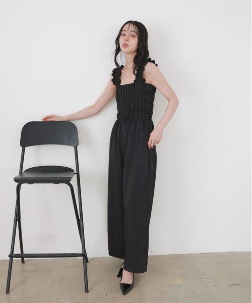 LIAN（リアン）の「フリルオールインワン（つなぎ/オールインワン・レディース・ブラウン/ベージュ/ブラック/アイボリー・FREE）」の6枚目の写真