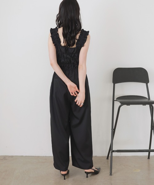 LIAN（リアン）の「フリルオールインワン（つなぎ/オールインワン・レディース・ブラウン/ベージュ/ブラック/アイボリー・FREE）」の9枚目の写真