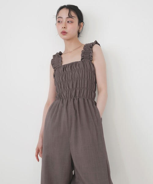 LIAN（リアン）の「フリルオールインワン（つなぎ/オールインワン・レディース・ブラウン/ベージュ/ブラック/アイボリー・FREE）」の10枚目の写真