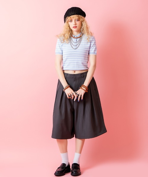 a.p.o.v.(エーピーオービー)の「a.p.o.v. スーパーワイド2タックスラックスハーフパンツ(スラックス・メンズ・グレー/ブラック・ONESIZE)」の5枚目の写真