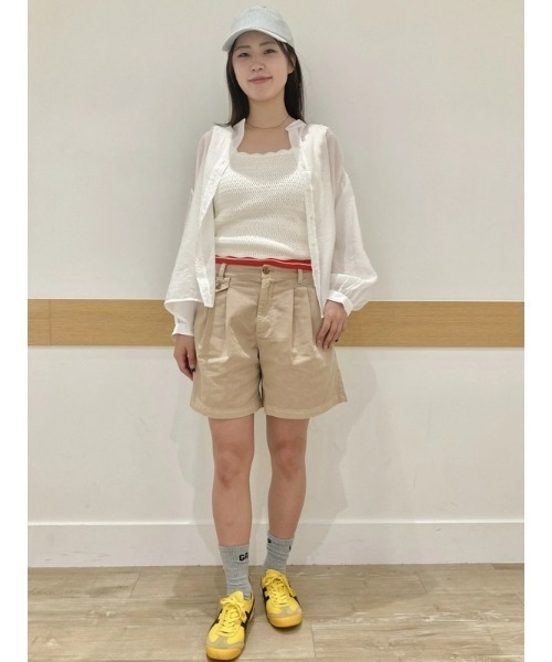 セール】6インチ ミッドライズ ツイル プリーツ トラウザーショート