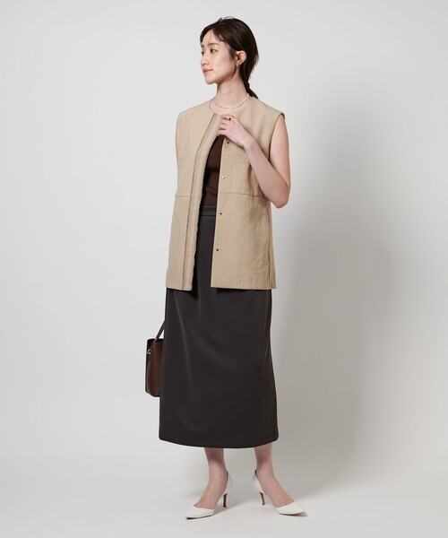 UNITED ARROWS(ユナイテッドアローズ)の「Spiree Asami ベスト(テーラードジャケット・レディース・ナチュラル/オフホワイト/ダークグレー・36/38)」の6枚目の写真