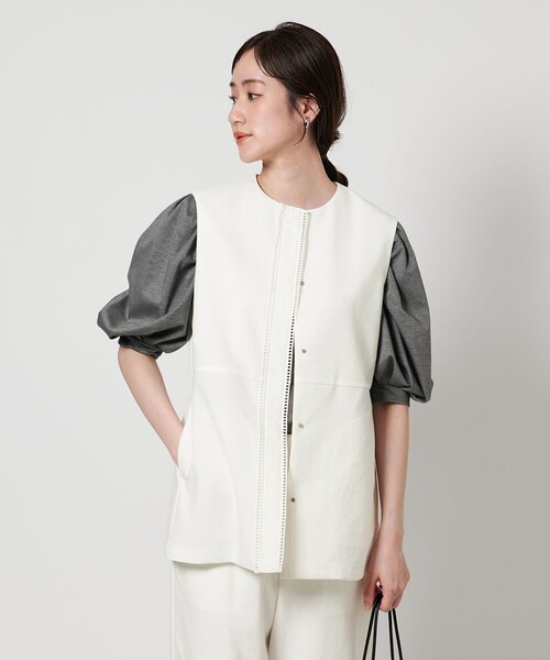 UNITED ARROWS(ユナイテッドアローズ)の「Spiree Asami ベスト(テーラードジャケット・レディース・ナチュラル/オフホワイト/ダークグレー・36/38)」の11枚目の写真