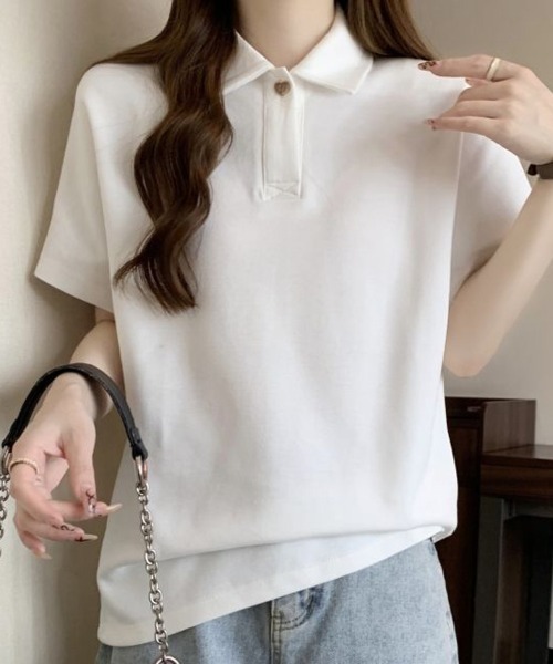shoppinggo（ショッピングゴー）の「ハートボタン ポロシャツ（Tシャツ/カットソー・レディース・ホワイト・M/L）」の13枚目の写真