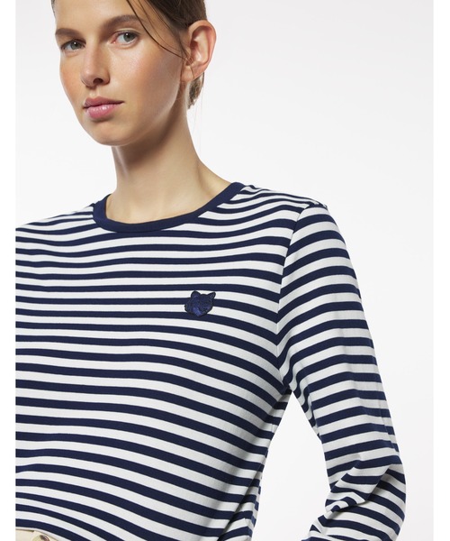Maison Kitsune(メゾンキツネ)の「BOLD FOX HEAD PATCH MULTI STRIPES REGULAR LS TEE-SHIRT(Tシャツ/カットソー・レディース・ネイビー・XS/S/M/L/XL)」の6枚目の写真