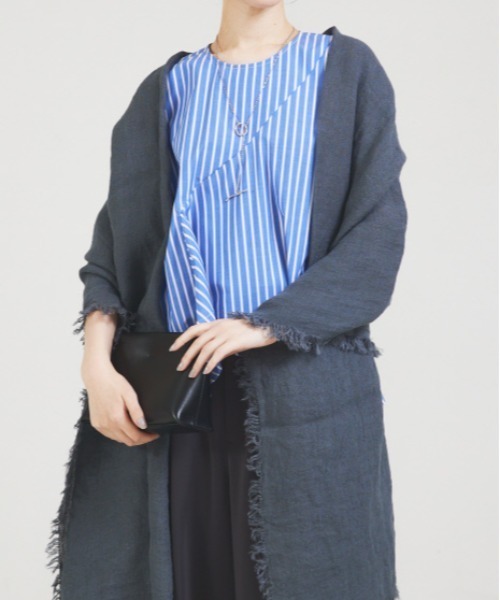 qualite(カリテ)の「【ASAUCE MELER】フランダース産リネンガーゼストール(ストール/ショール・レディース・ブラウン/スミクロ/ベージュ・フリー)」の9枚目の写真