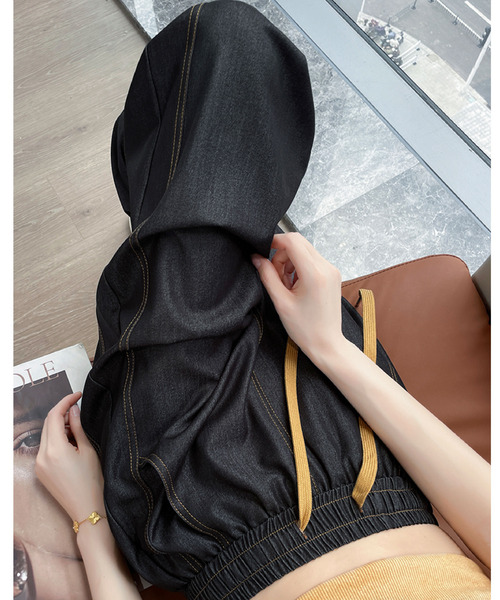 2ly2(トゥーリートゥー)の「ゆるカジ派の神パンツ♪ハイウエスト紐付きワイドデニムパンツ(その他パンツ・レディース・ブラック/ネイビー・FREE)」の5枚目の写真