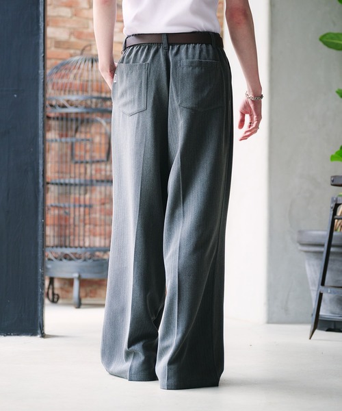 Adoon plain（アドーンプレーン）の「3-TUCK HERRINGBONE WIDE SLACKS / 3タックヘリンボーンワイドバギースラックス（スラックス・メンズ・チャコールグレー/ブラック・SMALL/MEDIUM/LARGE）」の21枚目の写真