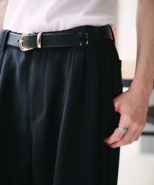 Adoon plain（アドーンプレーン）の「3-TUCK HERRINGBONE WIDE SLACKS / 3タックヘリンボーンワイドバギースラックス（スラックス・メンズ・チャコールグレー/ブラック・SMALL/MEDIUM/LARGE）」の14枚目の写真