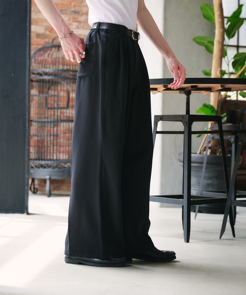 Adoon plain（アドーンプレーン）の「3-TUCK HERRINGBONE WIDE SLACKS / 3タックヘリンボーンワイドバギースラックス（スラックス・メンズ・チャコールグレー/ブラック・SMALL/MEDIUM/LARGE）」の12枚目の写真