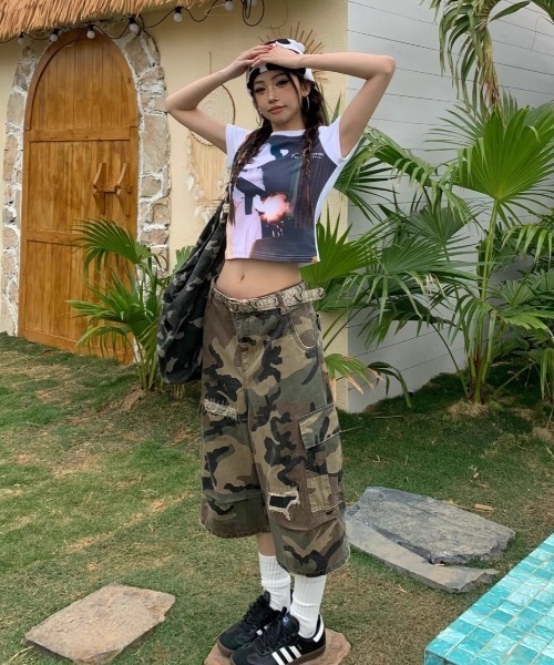 ダメージ デニム パンツ クラッシュ カモフラージュ miniministore ダメージデニムパンツ クラッシュジーンズ
