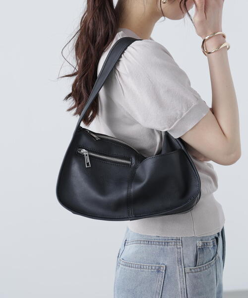 FREE'S MART（フリーズマート）の「ワンハンドルZIPバッグ（ハンドバッグ・レディース・ブラウン/ブラック・ﾌﾘ-）」の7枚目の写真