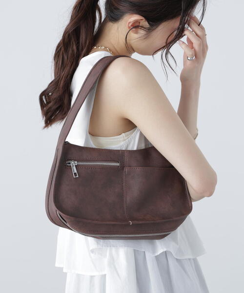 FREE'S MART（フリーズマート）の「ワンハンドルZIPバッグ（ハンドバッグ・レディース・ブラウン/ブラック・ﾌﾘ-）」の9枚目の写真