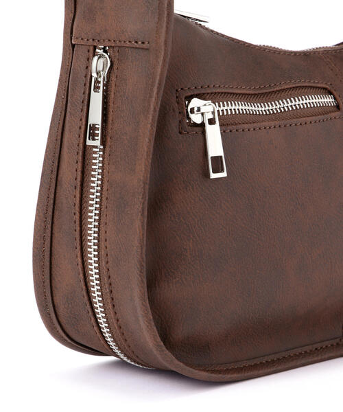 FREE'S MART（フリーズマート）の「ワンハンドルZIPバッグ（ハンドバッグ・レディース・ブラウン/ブラック・ﾌﾘ-）」の3枚目の写真