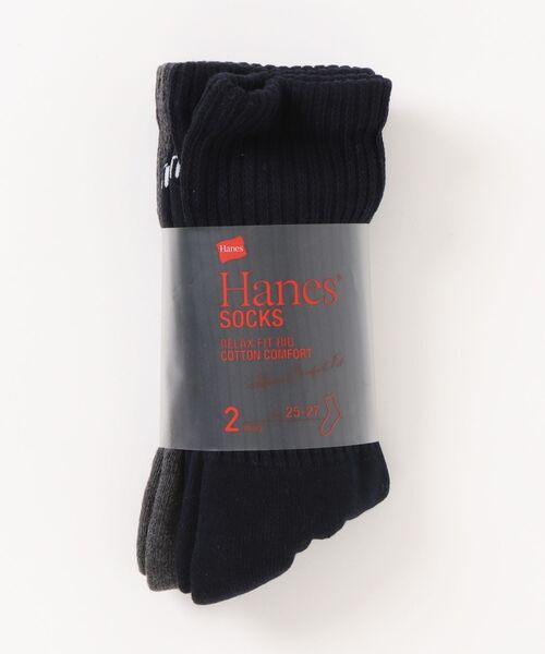 HANES(ヘインズ)の「Hanes/ヘインズ CREW SOCKS 2P(ソックス/靴下・メンズ・ホワイト/その他4/ブラック・S/M)」の4枚目の写真
