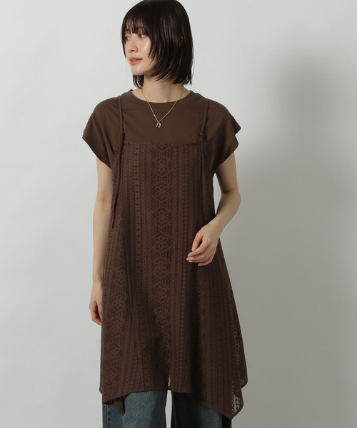 LAKOLE（ラコレ）の「2WAY総レースキャミワンピース / 498555（ワンピース・レディース・ブラウン/ブラック/アイボリー・FREE）」の3枚目の写真