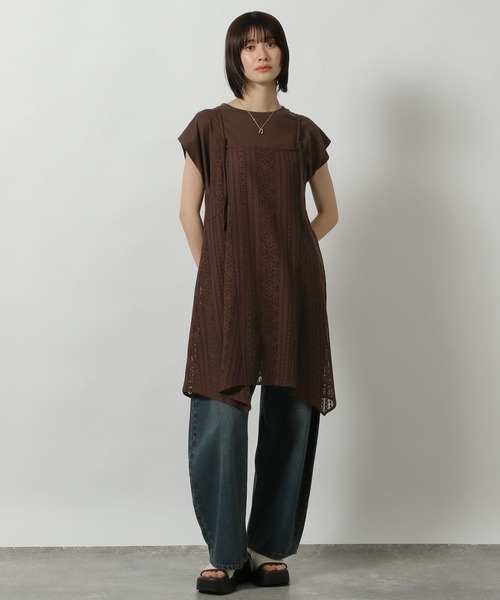 LAKOLE（ラコレ）の「2WAY総レースキャミワンピース / 498555（ワンピース・レディース・ブラウン/ブラック/アイボリー・FREE）」の4枚目の写真