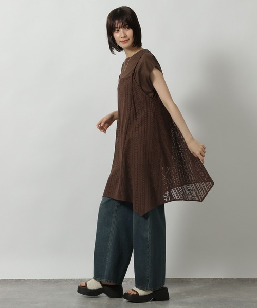 LAKOLE（ラコレ）の「2WAY総レースキャミワンピース / 498555（ワンピース・レディース・ブラウン/ブラック/アイボリー・FREE）」の5枚目の写真