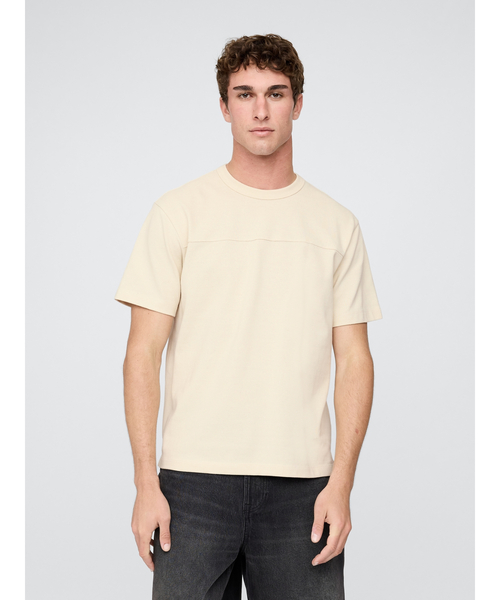 GAP(ギャップ)の「ピケ リラックスTシャツ(Tシャツ/カットソー・メンズ・ベージュ/ライトパープル/ブラック・XS/S/M/L/XL)」の1枚目の写真