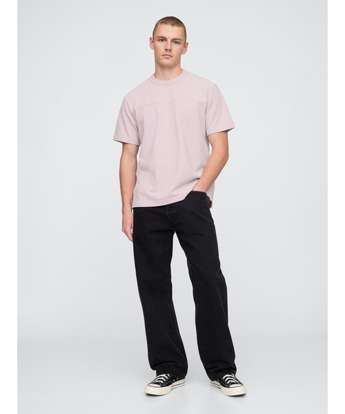 GAP(ギャップ)の「ピケ リラックスTシャツ(Tシャツ/カットソー・メンズ・ベージュ/ライトパープル/ブラック・XS/S/M/L/XL)」の4枚目の写真