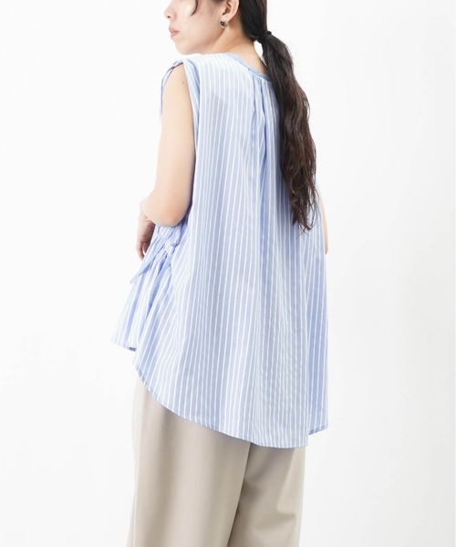 ブラウス シャツ LC/LLL ストライプギャザーブラウス レディース LADY LUCK LUCA ブラウス シャツ LC/LLL ストライプギャザー