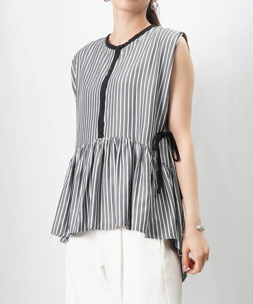 LUCA/LADY LUCK LUCA(ルカ/レディラックルカ)の「LC/LLL ストライプギャザーブラウス(シャツ/ブラウス・レディース・パープル/サックスブルー/ブラック・FREE)」の8枚目の写真