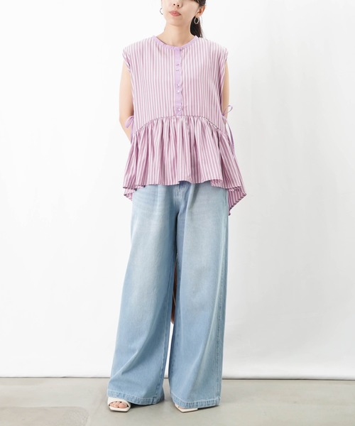 LUCA/LADY LUCK LUCA(ルカ/レディラックルカ)の「LC/LLL ストライプギャザーブラウス(シャツ/ブラウス・レディース・パープル/サックスブルー/ブラック・FREE)」の17枚目の写真