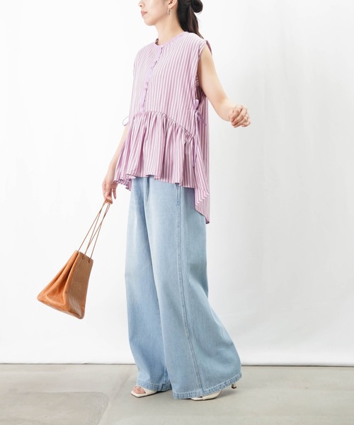 LUCA/LADY LUCK LUCA(ルカ/レディラックルカ)の「LC/LLL ストライプギャザーブラウス(シャツ/ブラウス・レディース・パープル/サックスブルー/ブラック・FREE)」の20枚目の写真