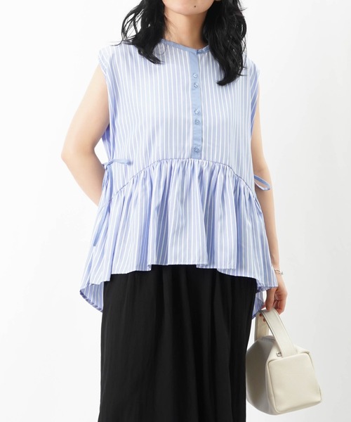 LUCA/LADY LUCK LUCA(ルカ/レディラックルカ)の「LC/LLL ストライプギャザーブラウス(シャツ/ブラウス・レディース・パープル/サックスブルー/ブラック・FREE)」の11枚目の写真