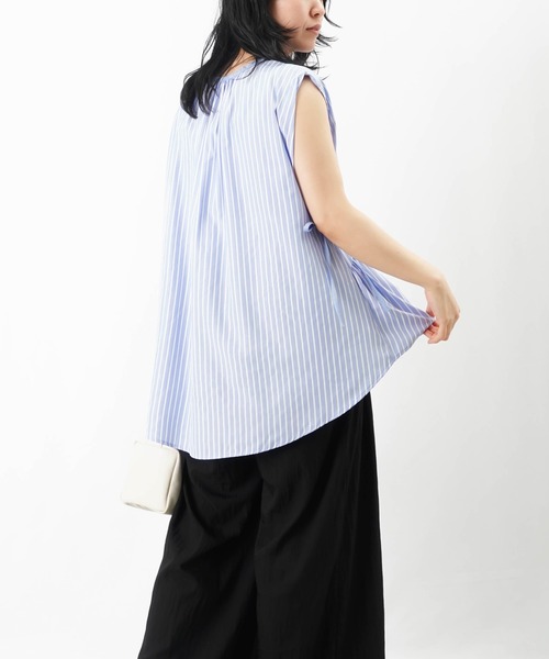 LUCA/LADY LUCK LUCA(ルカ/レディラックルカ)の「LC/LLL ストライプギャザーブラウス(シャツ/ブラウス・レディース・パープル/サックスブルー/ブラック・FREE)」の14枚目の写真